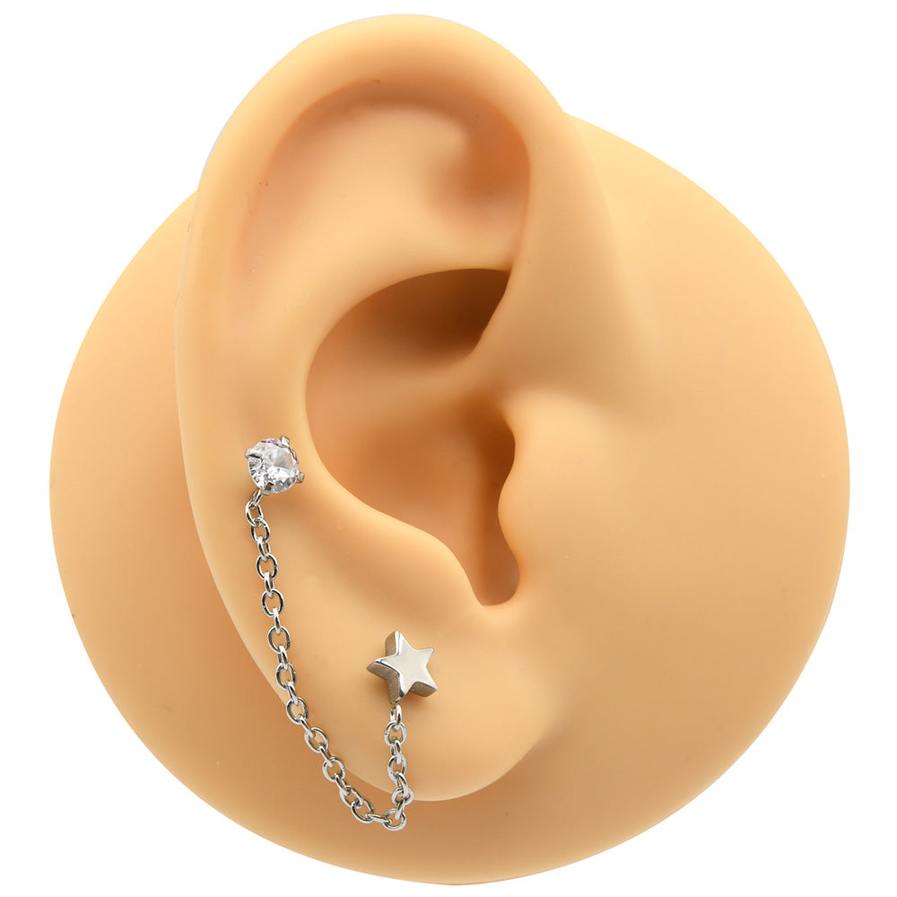1 Piece 38mm Chain Tassel Earrings with Zircon Ear Piercing Jewelry