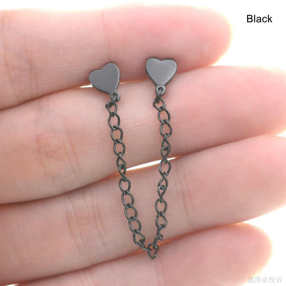 1 Piece 60mm Chain Tassel Earrings Stainless Steel Heart Conch Piercing Ear Jewelry