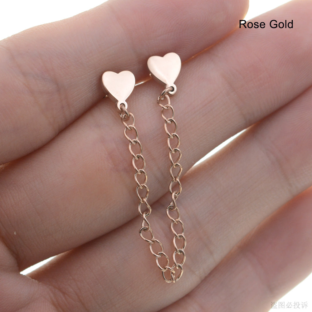 1 Piece 60mm Chain Tassel Earrings Stainless Steel Heart Conch Piercing Ear Jewelry