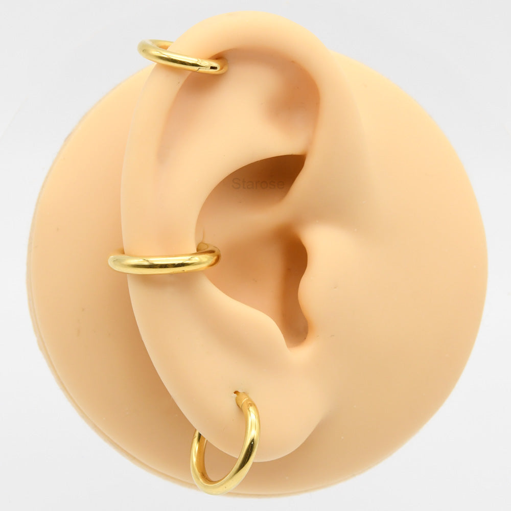 1 Piece Large Guage 12G/2mm to 00G/10mm 316L Stainless Steel Hinged Clicker Septum Rings Seamless Nose Ring Hoop Ear Piercing Earweight