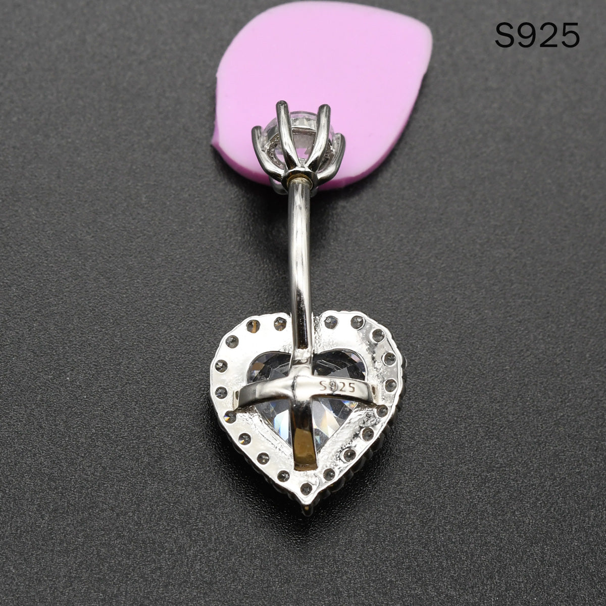 1 Piece 925 Sterling Silver Crystal Heart Navel Piercing Belly Button Rings