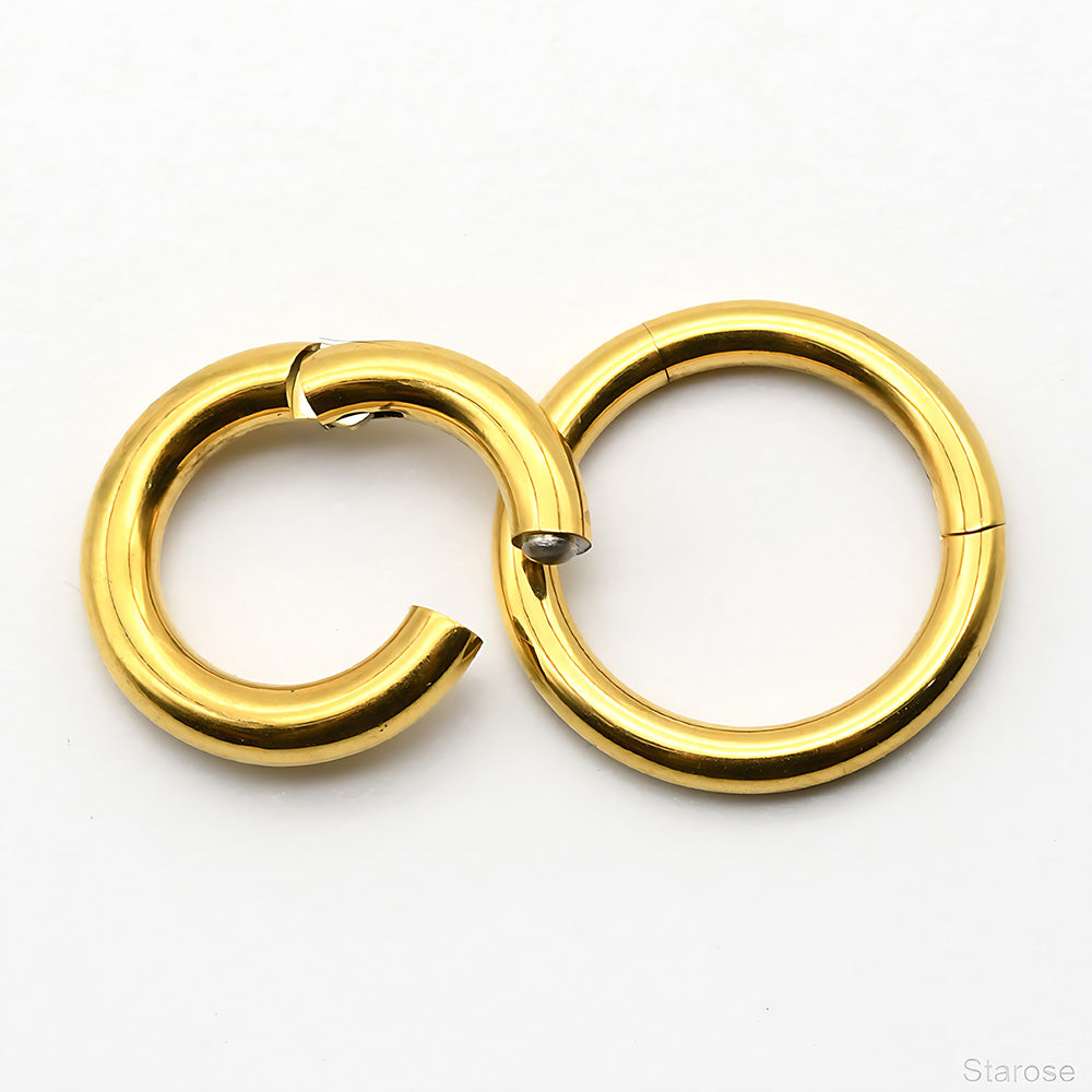 1 Piece Large Guage 12G/2mm to 00G/10mm 316L Stainless Steel Hinged Clicker Septum Rings Seamless Nose Ring Hoop Ear Piercing Earweight