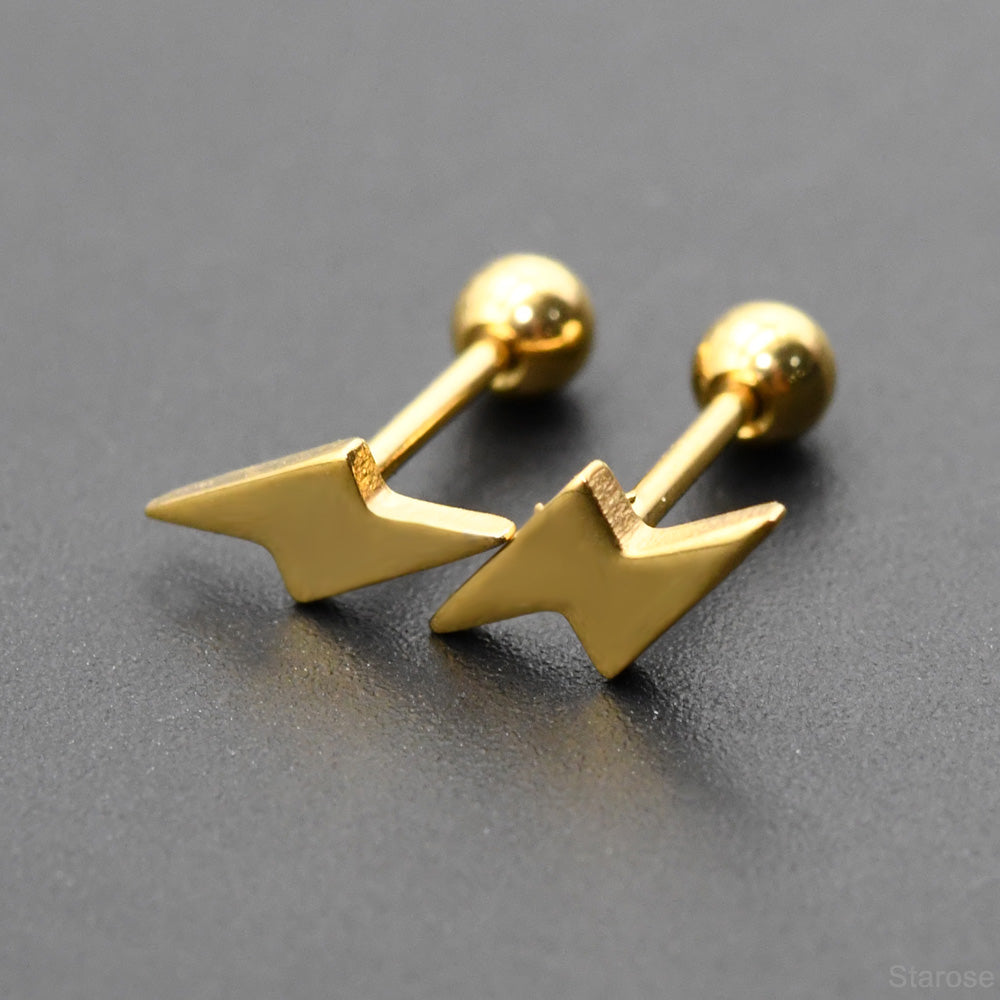 1 Pair Lightning Stainless Steel Helix Cartilage Earrings Tragus Conch Piercing Stud