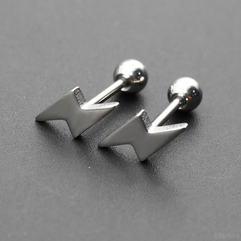 1 Pair Lightning Stainless Steel Helix Cartilage Earrings Tragus Conch Piercing Stud