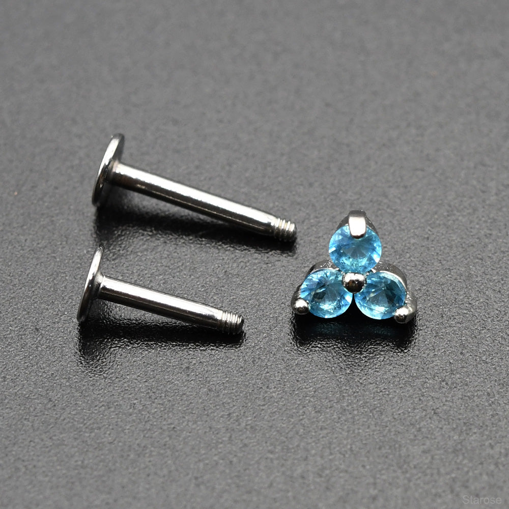 1 Piece 1.2x6/8mm Stainless Steel Labret Piercing Nose Stud with Zircon Earring
