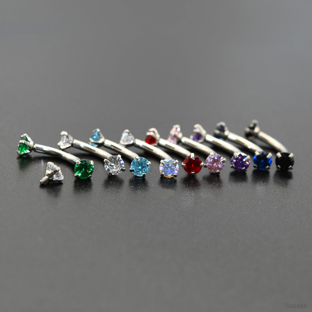 1 Piece Snake Eyes Piercing Eyebrow Ring Vertical Labret Stud with Zircon Helix Piercing Jewelry