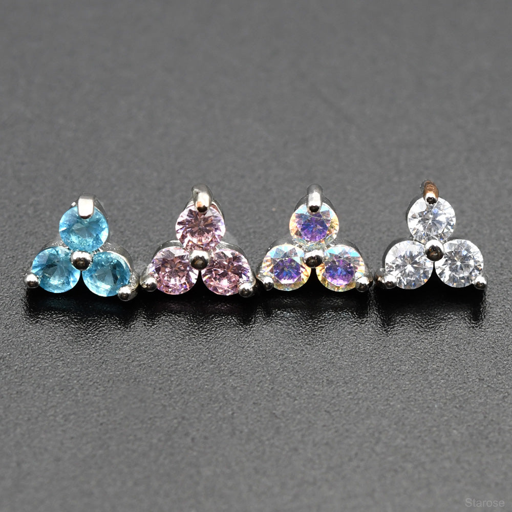 1 Piece 1.2x6/8mm Stainless Steel Labret Piercing Nose Stud with Zircon Earring