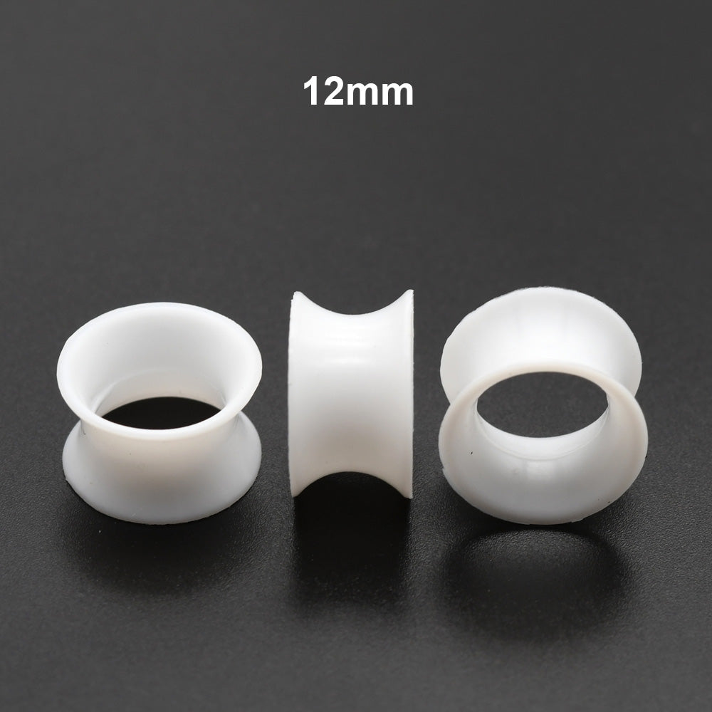 10 Pieces-Pack 3~24mm White Thin Ear Tunnels Silicone Tunnels 00G 10mm Plugs Ear Expander Earlets Lobe Piercing Large Gauge