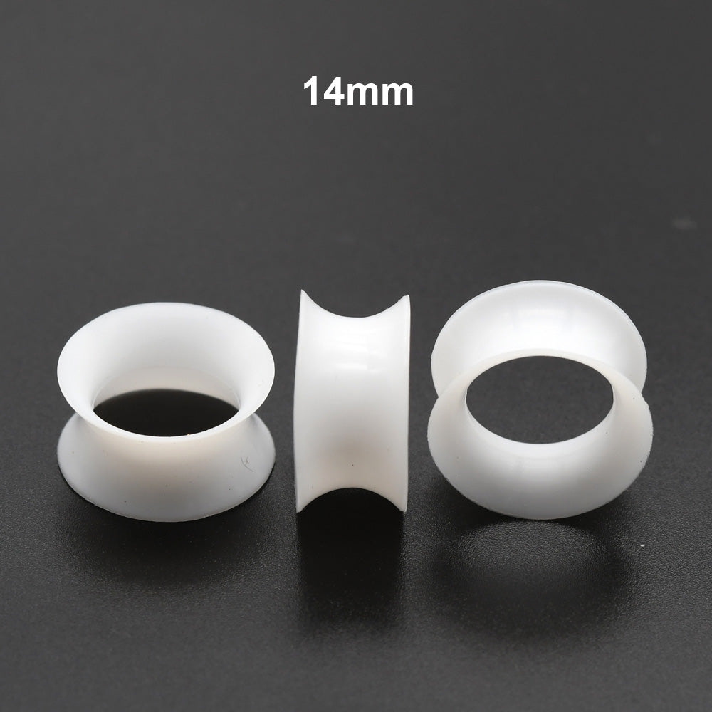 10 Pieces-Pack 3~24mm White Thin Ear Tunnels Silicone Tunnels 00G 10mm Plugs Ear Expander Earlets Lobe Piercing Large Gauge