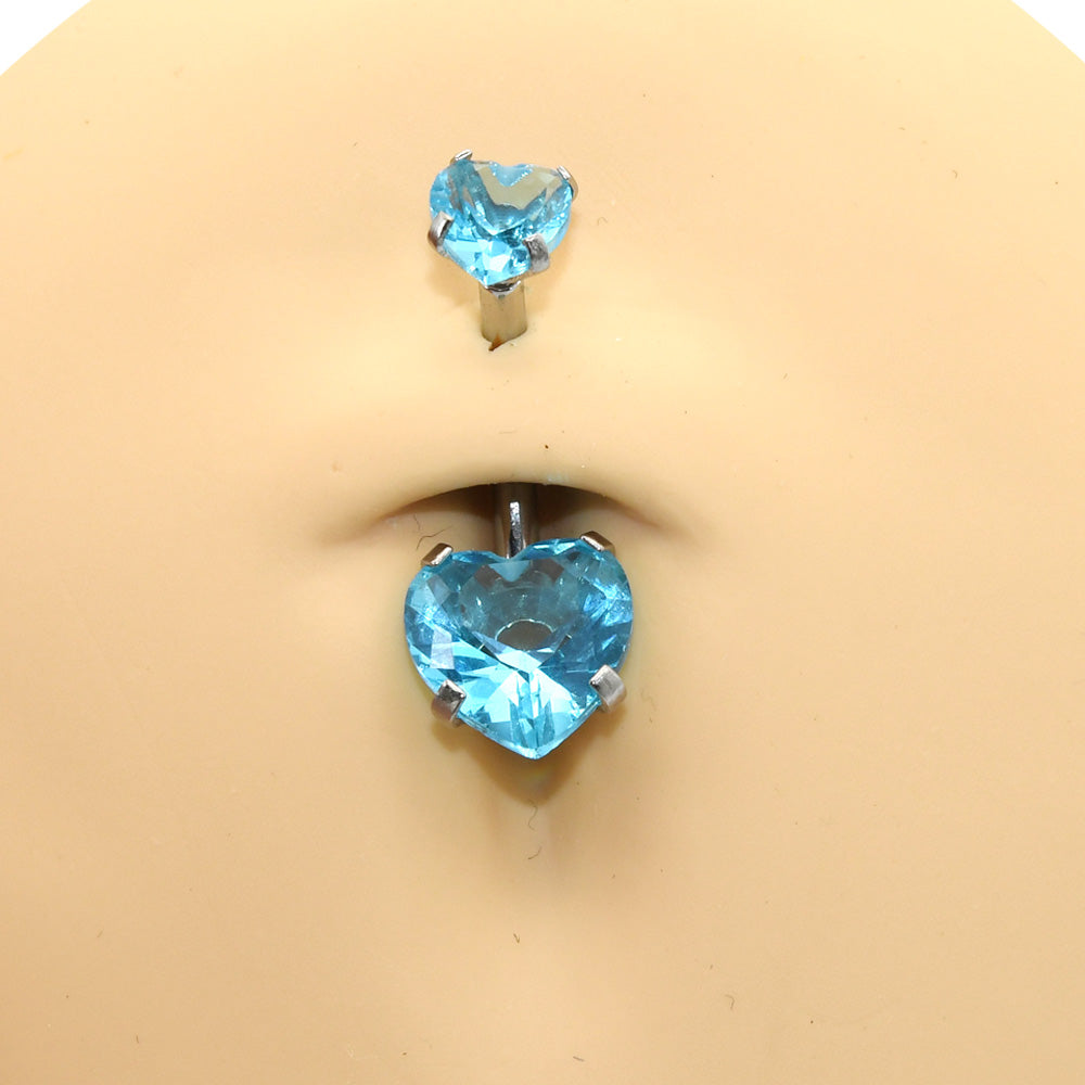1 Piece Bright Zircon Heart Belly Button Rings Curved Barbell Piercing Navel Jewelry