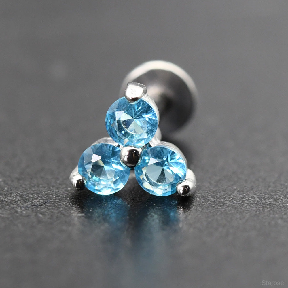 1 Piece 1.2x6/8mm Stainless Steel Labret Piercing Nose Stud with Zircon Earring