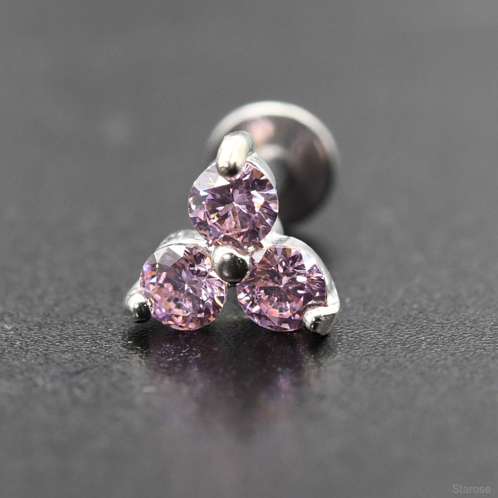 1 Piece 1.2x6/8mm Stainless Steel Labret Piercing Nose Stud with Zircon Earring