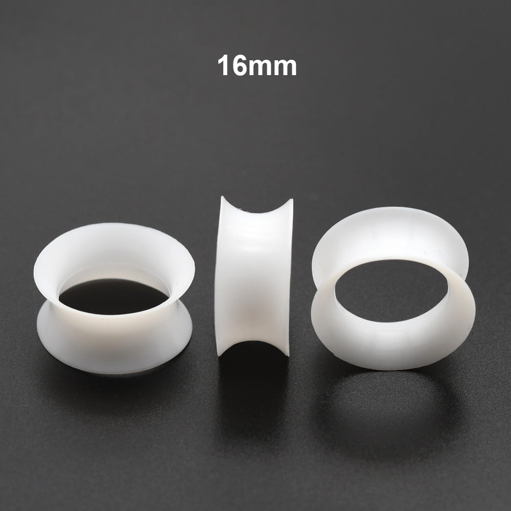 10 Pieces-Pack 3~24mm White Thin Ear Tunnels Silicone Tunnels 00G 10mm Plugs Ear Expander Earlets Lobe Piercing Large Gauge