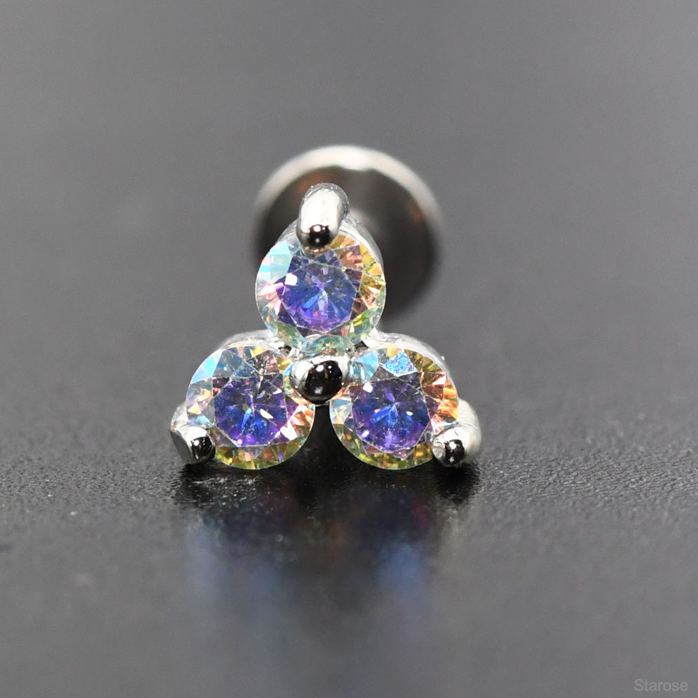 1 Piece 1.2x6/8mm Stainless Steel Labret Piercing Nose Stud with Zircon Earring