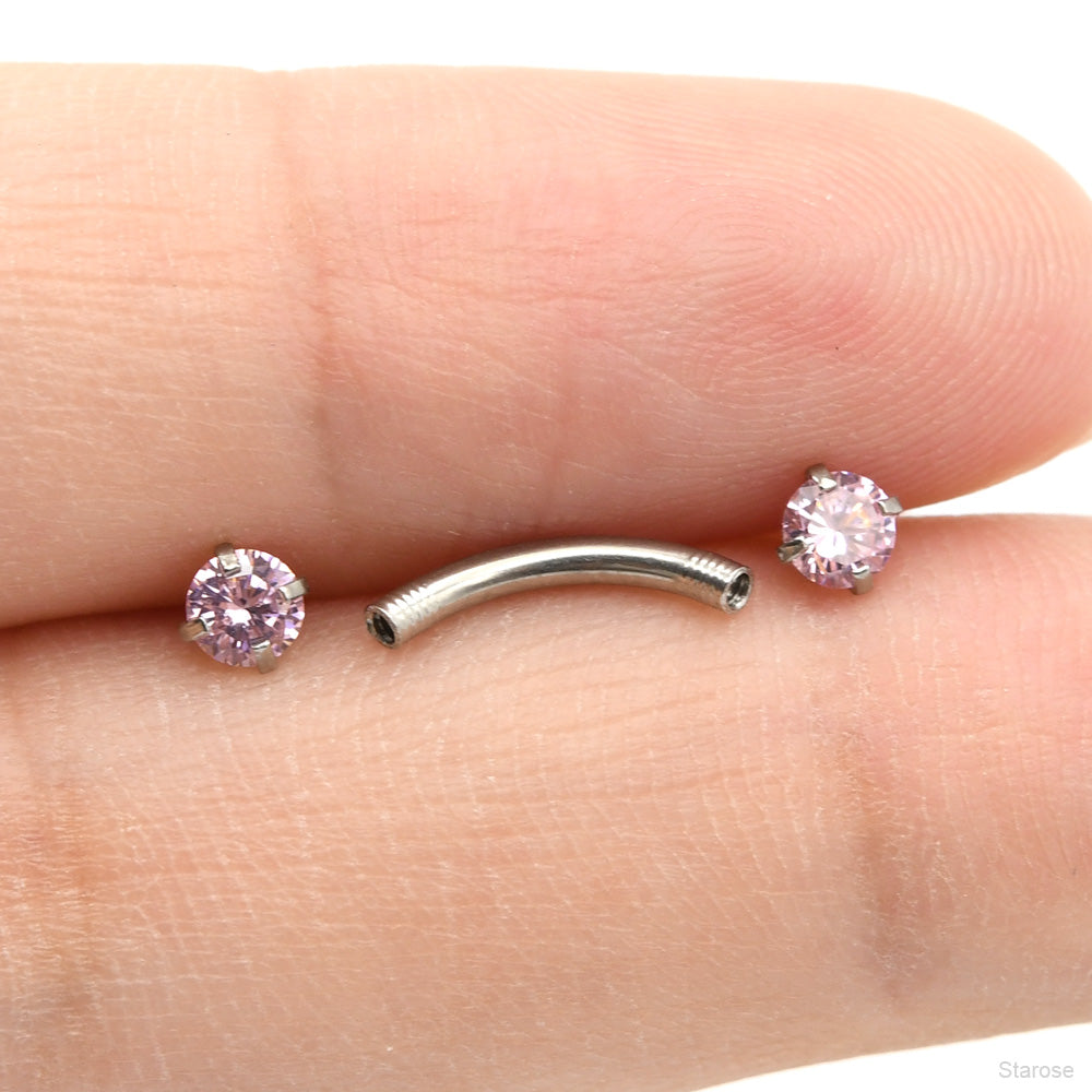 1 Piece Snake Eyes Piercing Eyebrow Ring Vertical Labret Stud with Zircon Helix Piercing Jewelry