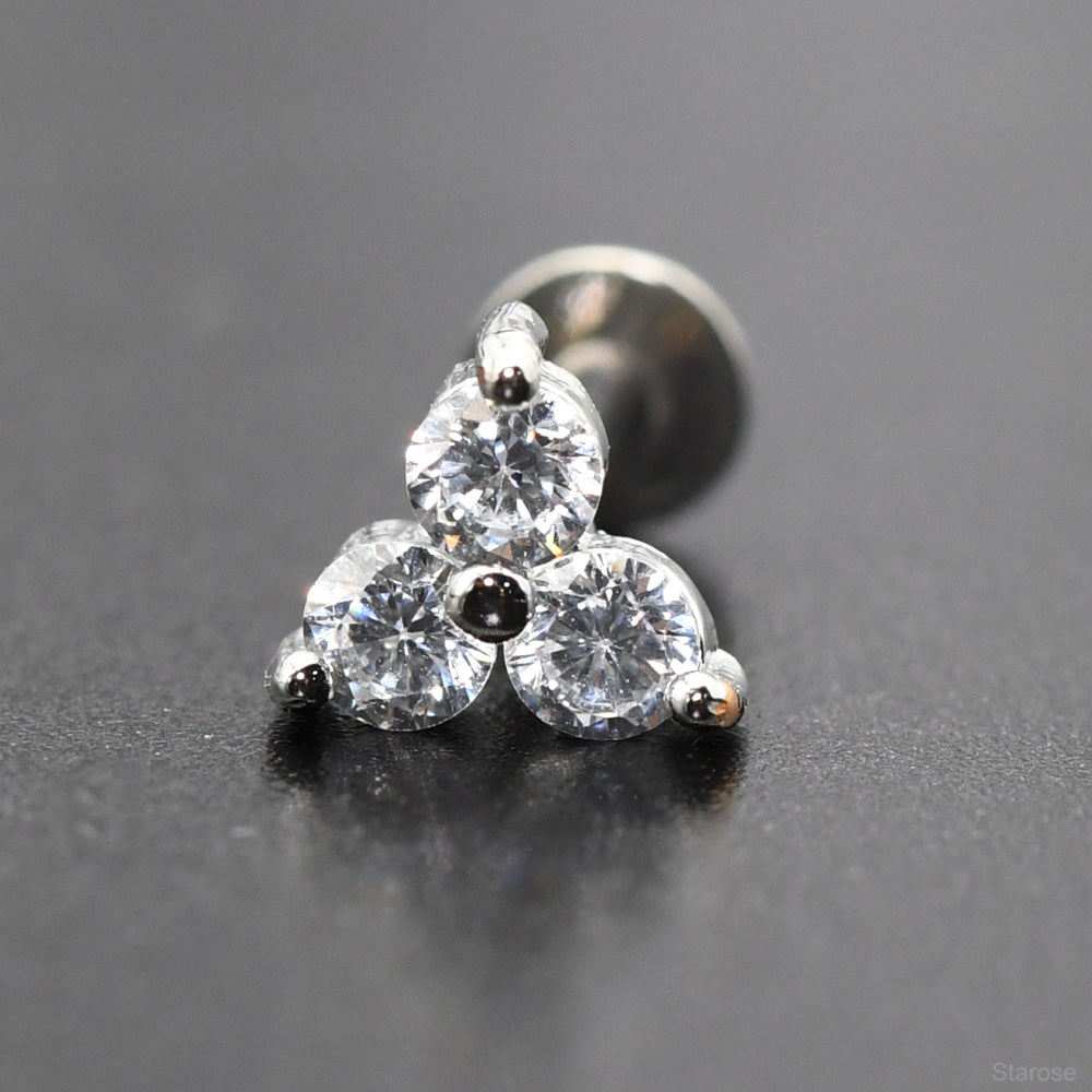 1 Piece 1.2x6/8mm Stainless Steel Labret Piercing Nose Stud with Zircon Earring