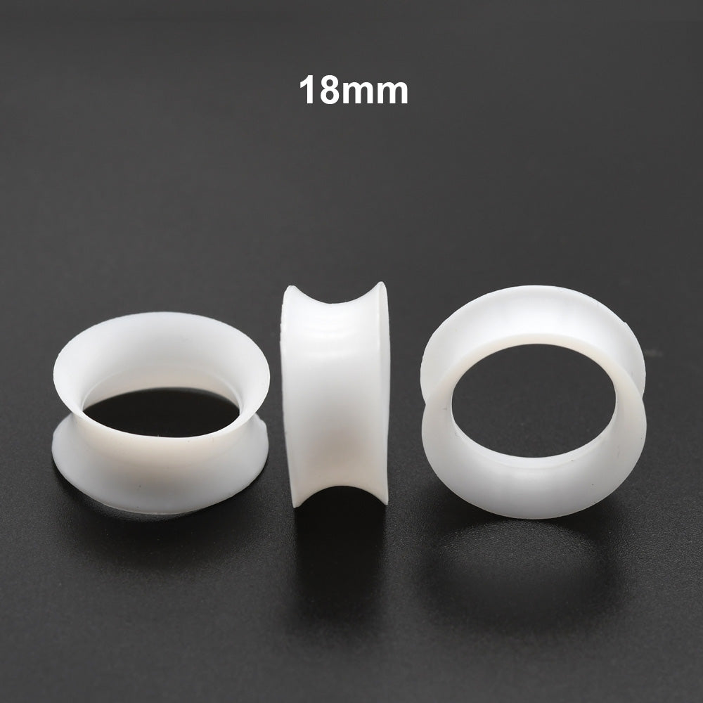 10 Pieces-Pack 3~24mm White Thin Ear Tunnels Silicone Tunnels 00G 10mm Plugs Ear Expander Earlets Lobe Piercing Large Gauge