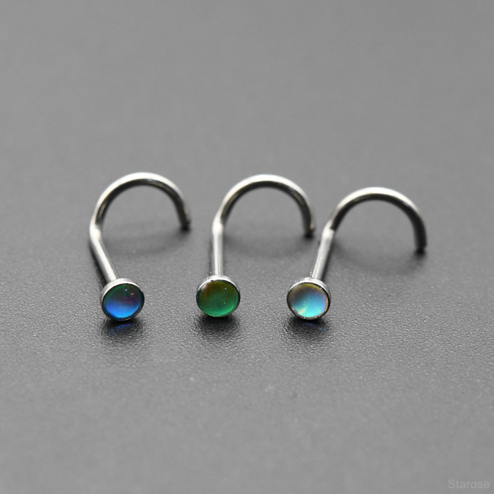 3Pcs Gradient Colors 3mm Artificial Crystal Nose Studs Stainless Steel Twisted Barbell Piercing Labret Helix Earrings