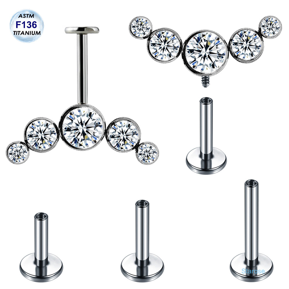 1 Piece ASTM F136 Titanium Vertical Helix Piercing Zircon Ear Piercing Body Jewelry