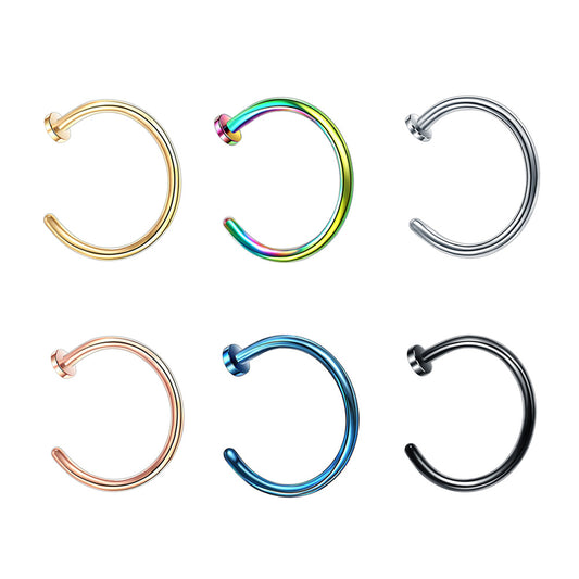 10 Piece-Pack 18G  Stainless Steel Nose Pin Simple C Clip Fake Nose Rings