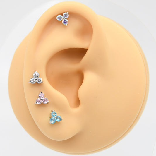 1 Piece 1.2x6/8mm Stainless Steel Labret Piercing Nose Stud with Zircon Earring