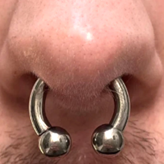 1 Piece 00G-12G Large Gauge Stainless Steel Circular Horseshoe Rings Septum Piercing Hoop Ball End