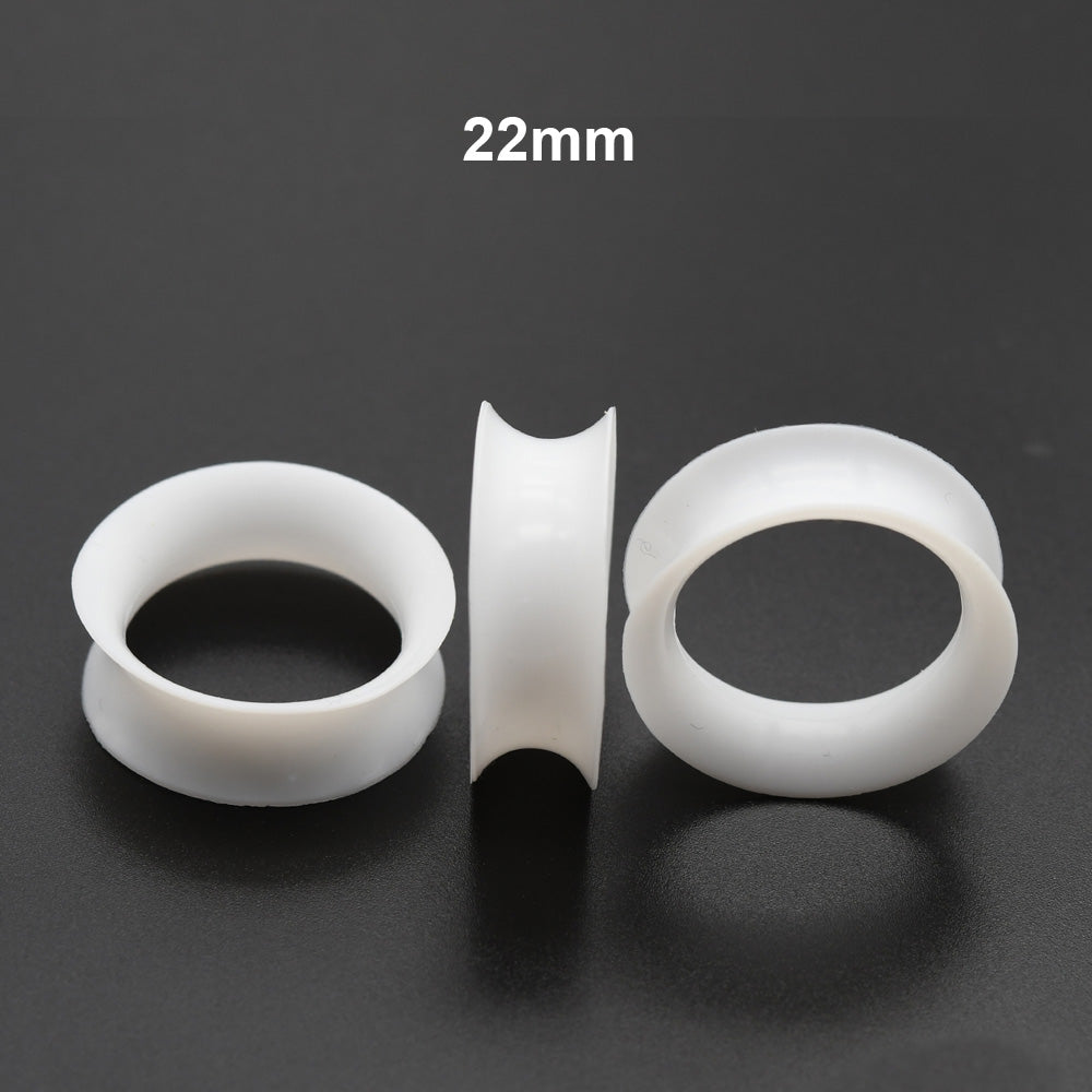 10 Pieces-Pack 3~24mm White Thin Ear Tunnels Silicone Tunnels 00G 10mm Plugs Ear Expander Earlets Lobe Piercing Large Gauge