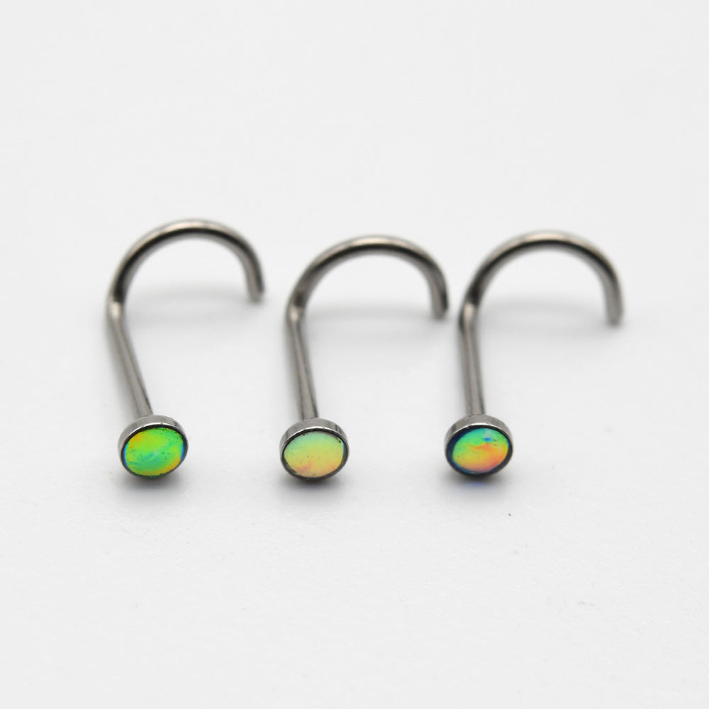3Pcs Gradient Colors 3mm Artificial Crystal Nose Studs Stainless Steel Twisted Barbell Piercing Labret Helix Earrings