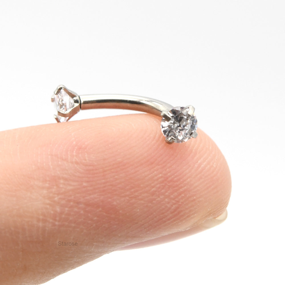 1 Piece Snake Eyes Piercing Eyebrow Ring Vertical Labret Stud with Zircon Helix Piercing Jewelry