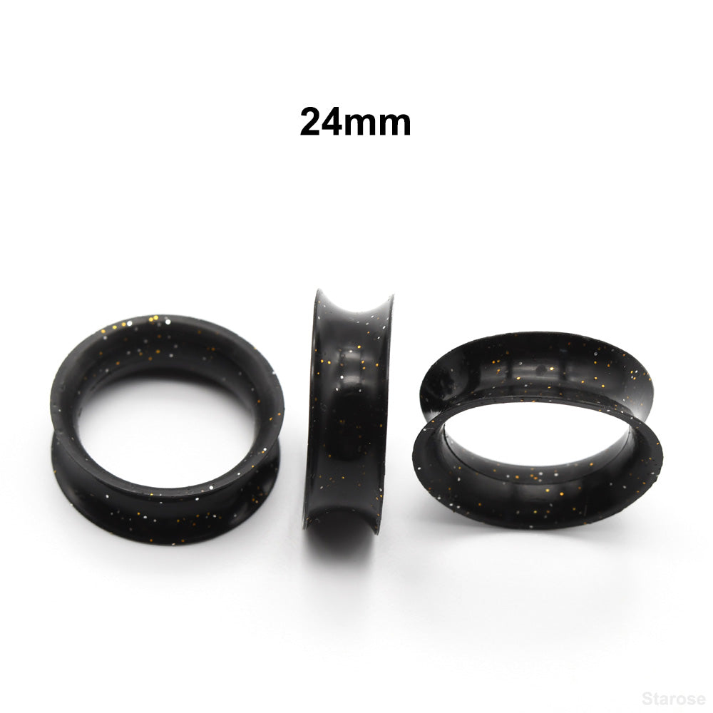 10 Pieces-Pack New Black Silicone Tunnels with Colored Sequins 00G 8G 14mm Silicone Ear Plugs for Women Men Ear Stretcher Ear Piercing Lobe Earringsrtable for Men and Women