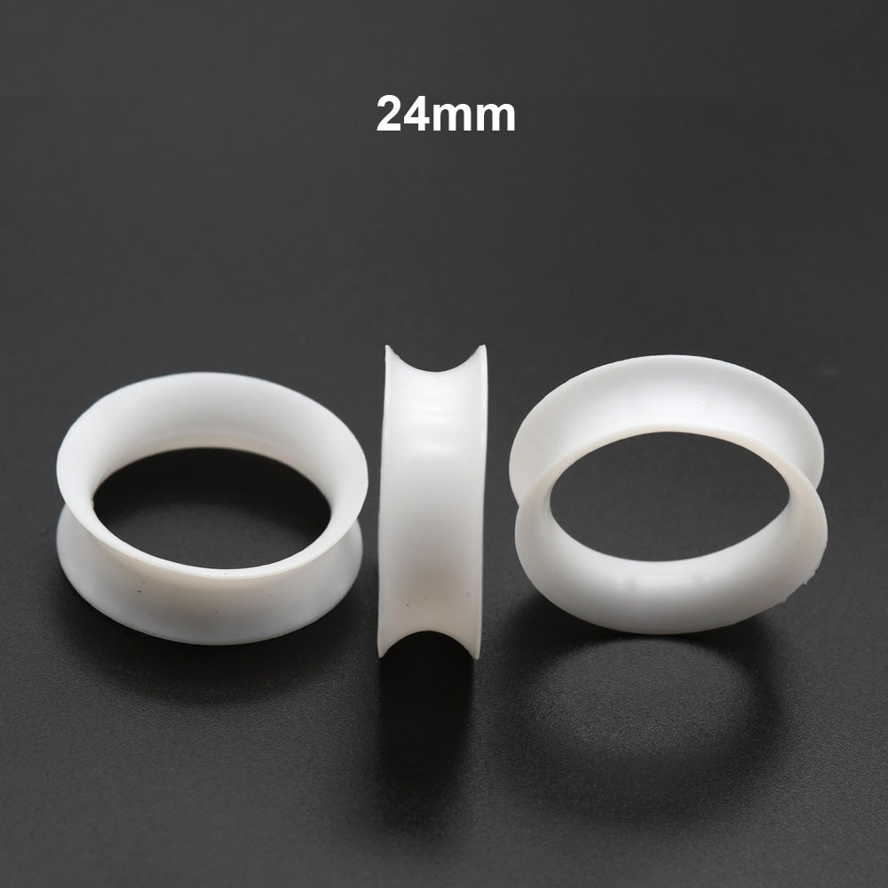 10 Pieces-Pack 3~24mm White Thin Ear Tunnels Silicone Tunnels 00G 10mm Plugs Ear Expander Earlets Lobe Piercing Large Gauge