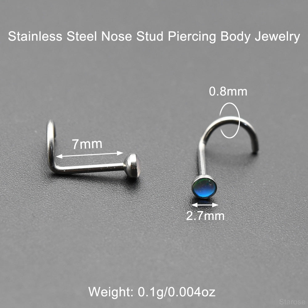 3Pcs Gradient Colors 3mm Artificial Crystal Nose Studs Stainless Steel Twisted Barbell Piercing Labret Helix Earrings