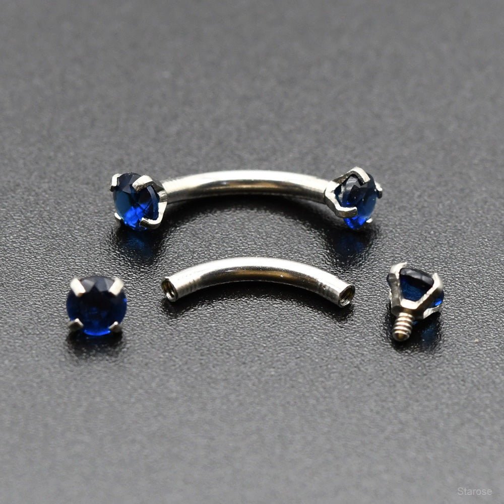1 Piece Snake Eyes Piercing Eyebrow Ring Vertical Labret Stud with Zircon Helix Piercing Jewelry