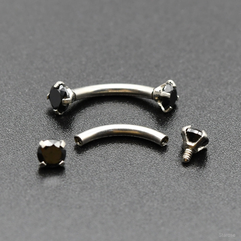 1 Piece Snake Eyes Piercing Eyebrow Ring Vertical Labret Stud with Zircon Helix Piercing Jewelry
