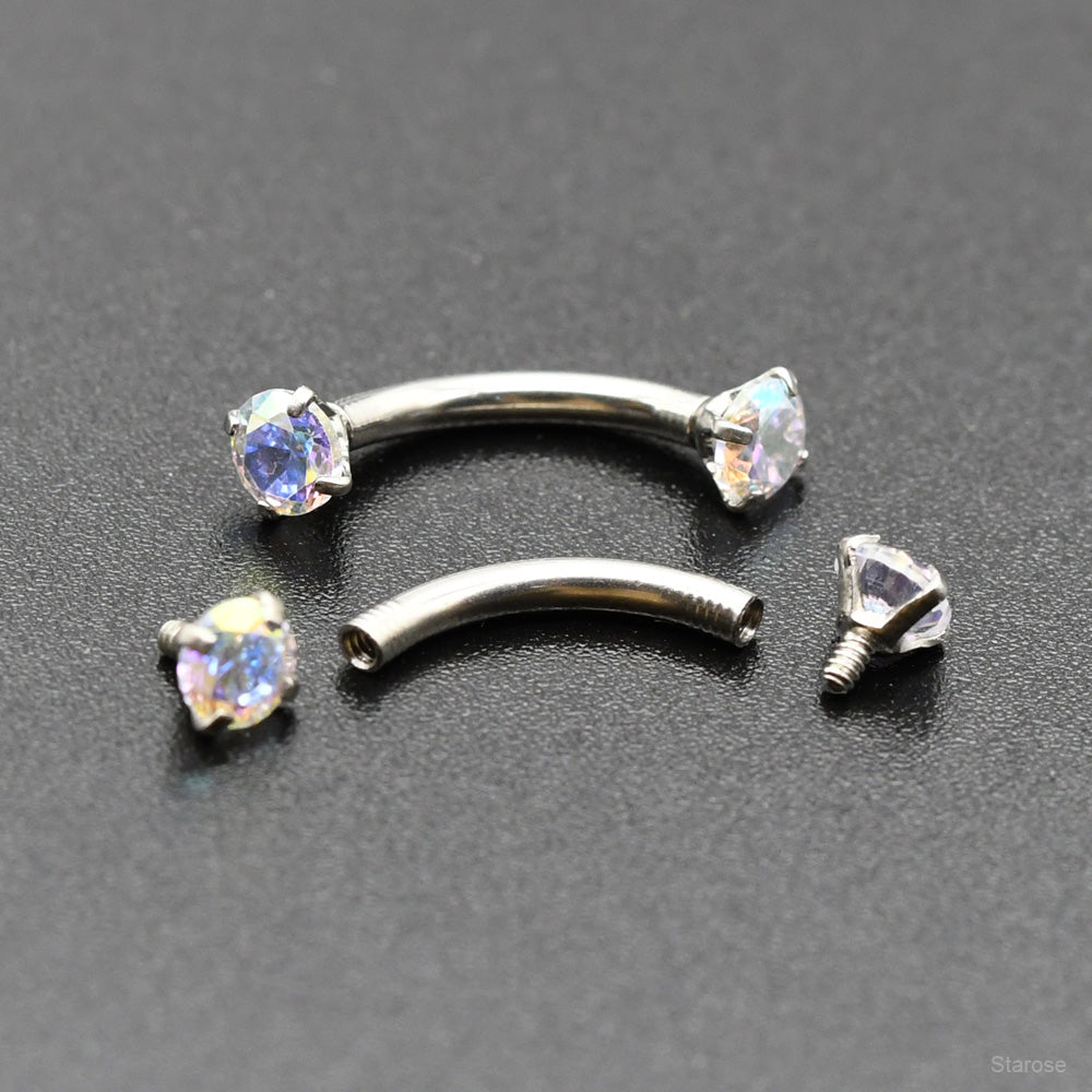 1 Piece Snake Eyes Piercing Eyebrow Ring Vertical Labret Stud with Zircon Helix Piercing Jewelry