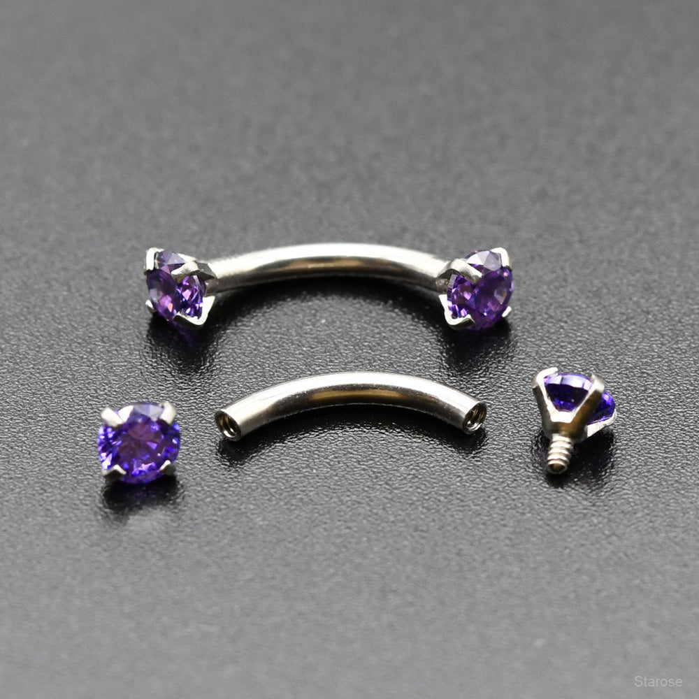 1 Piece Snake Eyes Piercing Eyebrow Ring Vertical Labret Stud with Zircon Helix Piercing Jewelry