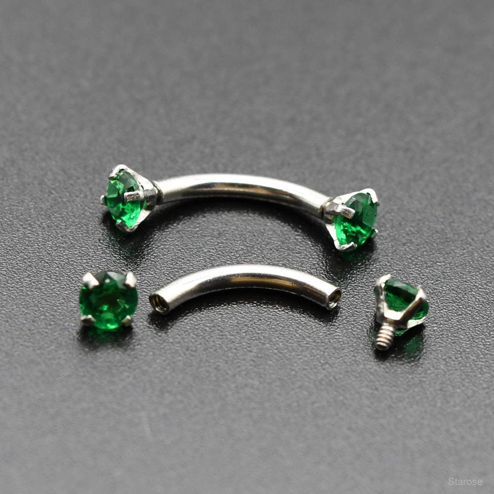 1 Piece Snake Eyes Piercing Eyebrow Ring Vertical Labret Stud with Zircon Helix Piercing Jewelry