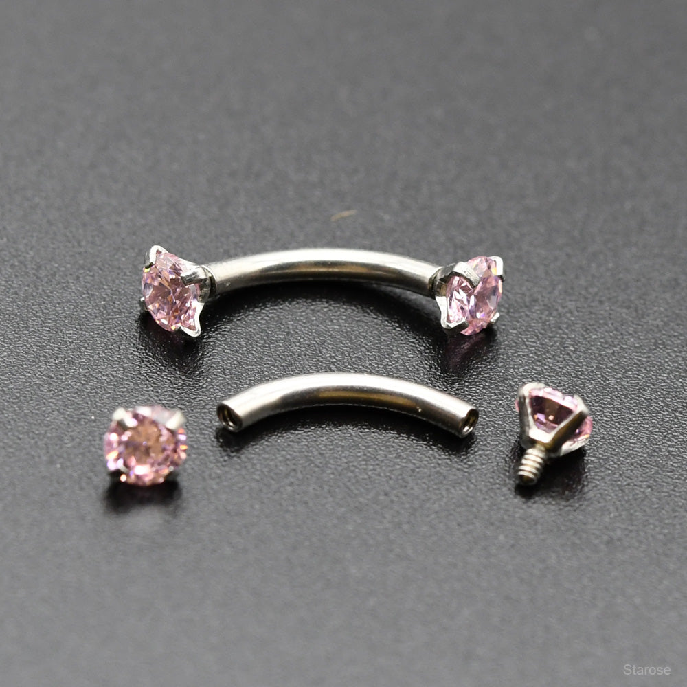 1 Piece Snake Eyes Piercing Eyebrow Ring Vertical Labret Stud with Zircon Helix Piercing Jewelry