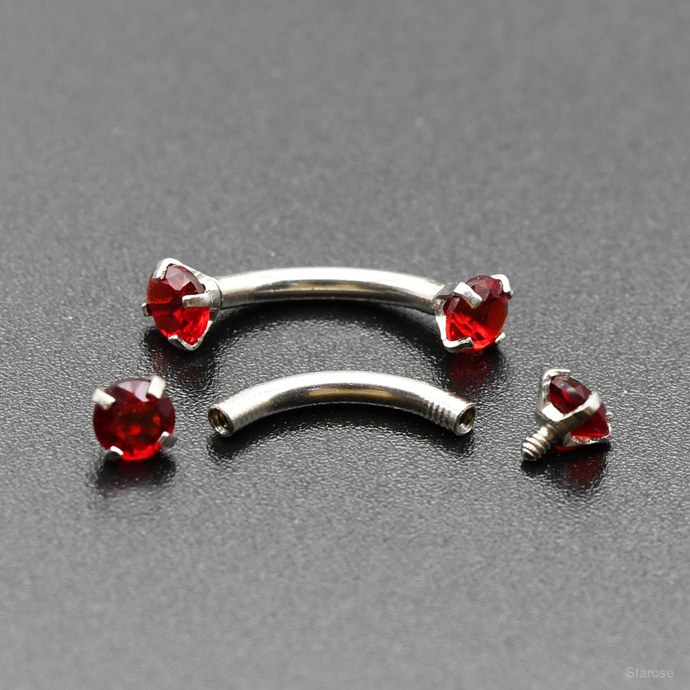 1 Piece Snake Eyes Piercing Eyebrow Ring Vertical Labret Stud with Zircon Helix Piercing Jewelry