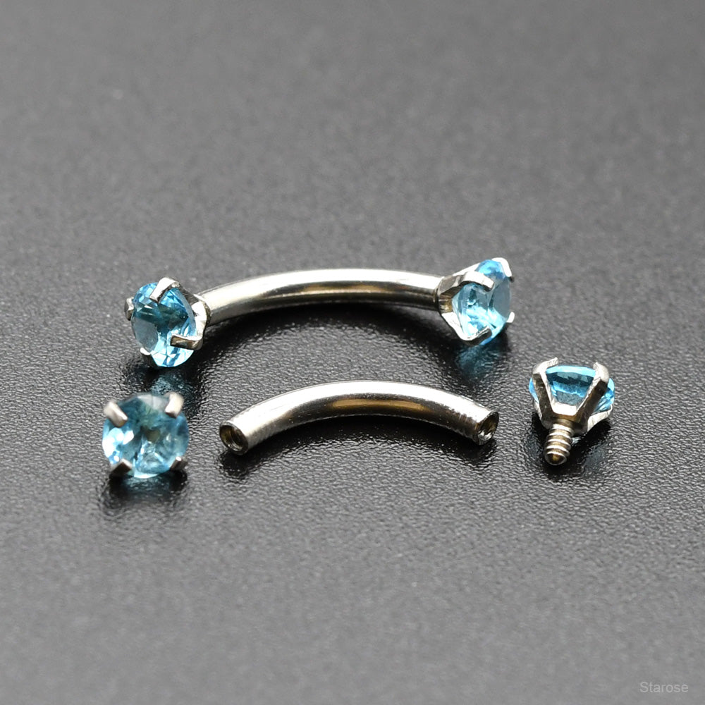 1 Piece Snake Eyes Piercing Eyebrow Ring Vertical Labret Stud with Zircon Helix Piercing Jewelry