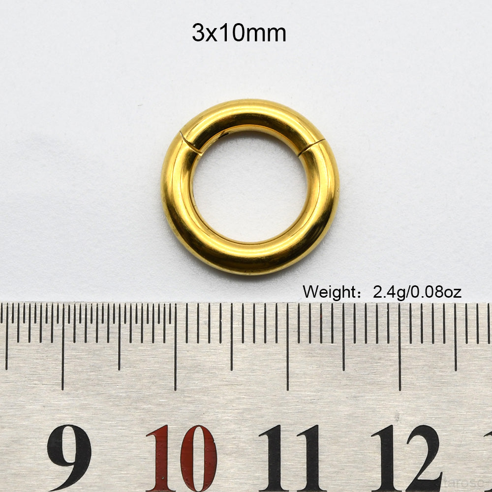 1 Piece Large Guage 12G/2mm to 00G/10mm 316L Stainless Steel Hinged Clicker Septum Rings Seamless Nose Ring Hoop Ear Piercing Earweight