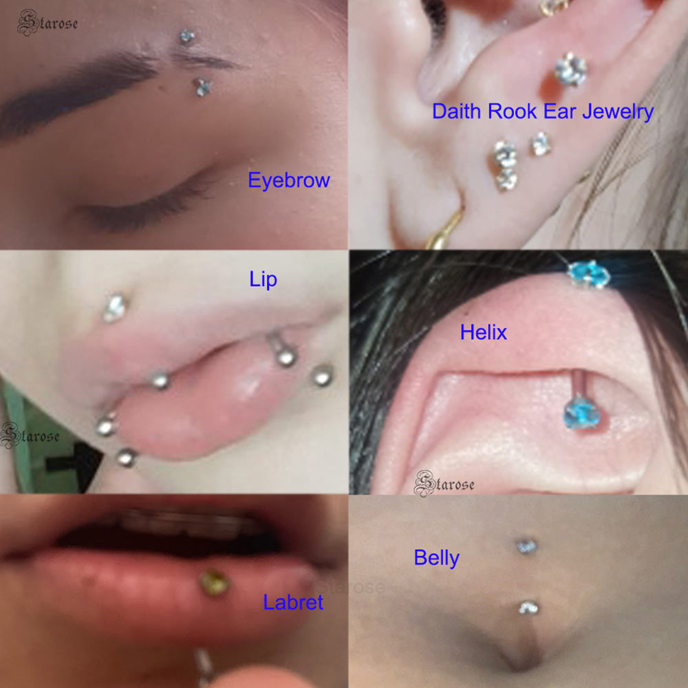 1 Piece Snake Eyes Piercing Eyebrow Ring Vertical Labret Stud with Zircon Helix Piercing Jewelry