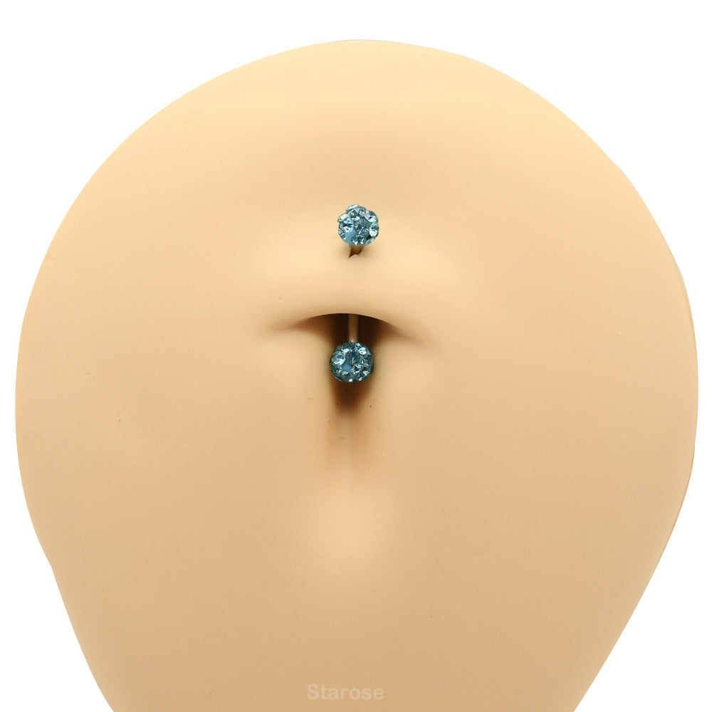 2 Piece-Pack Curved Barbell Piercing Crystal Ball Eyebrow Piercing Vertical Labret Ring