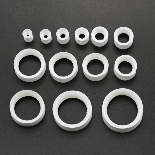 10 Pieces-Pack 3~24mm White Thin Ear Tunnels Silicone Tunnels 00G 10mm Plugs Ear Expander Earlets Lobe Piercing Large Gauge