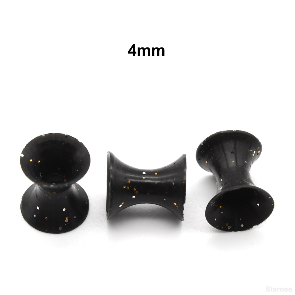 10 Pieces-Pack New Black Silicone Tunnels with Colored Sequins 00G 8G 14mm Silicone Ear Plugs for Women Men Ear Stretcher Ear Piercing Lobe Earringsrtable for Men and Women