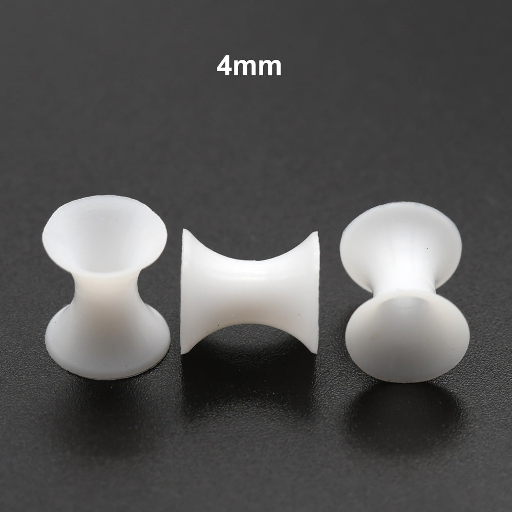 10 Pieces-Pack 3~24mm White Thin Ear Tunnels Silicone Tunnels 00G 10mm Plugs Ear Expander Earlets Lobe Piercing Large Gauge