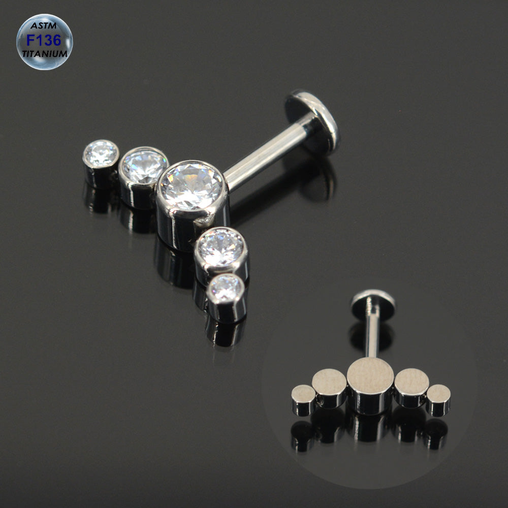 1 Piece ASTM F136 Titanium Vertical Helix Piercing Zircon Ear Piercing Body Jewelry