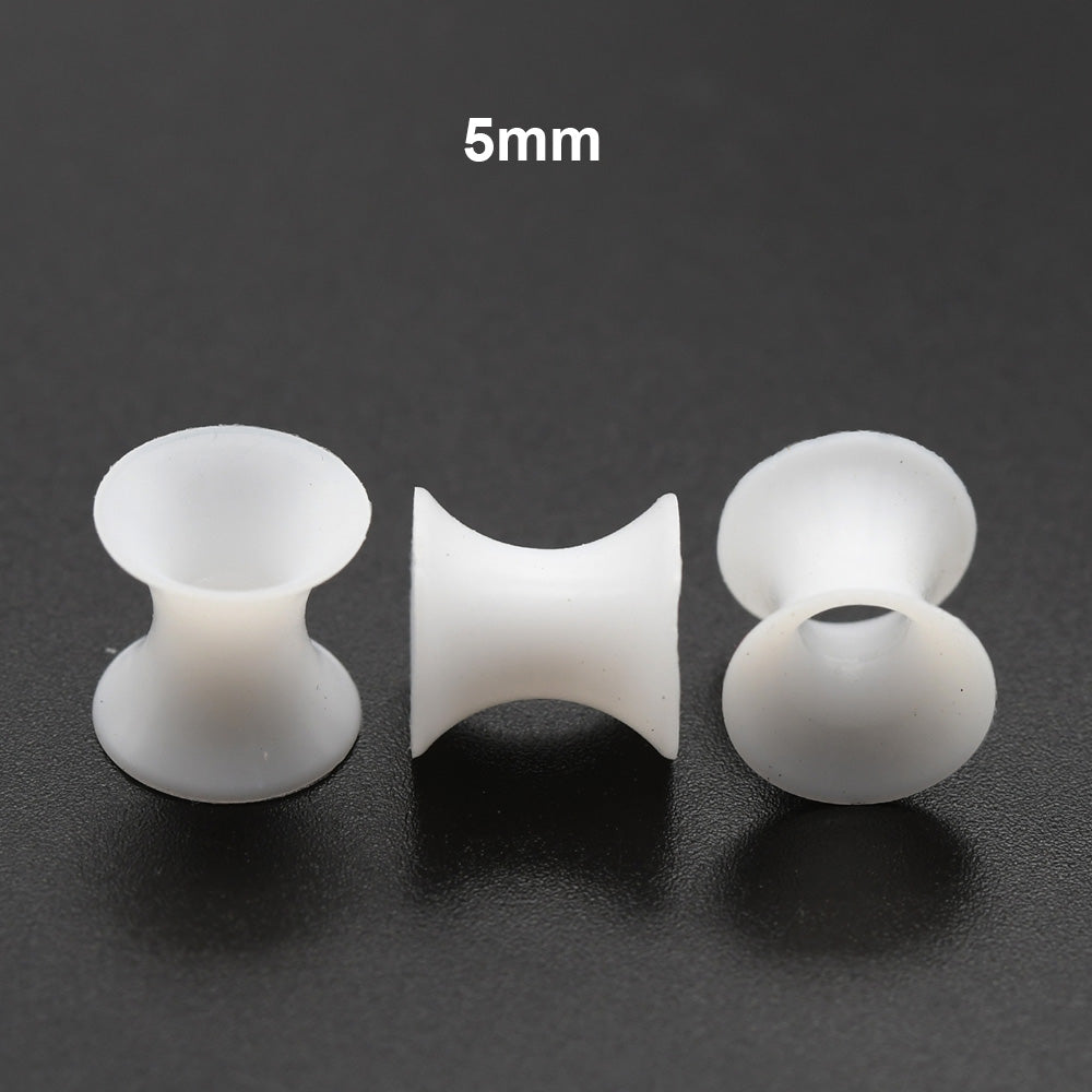10 Pieces-Pack 3~24mm White Thin Ear Tunnels Silicone Tunnels 00G 10mm Plugs Ear Expander Earlets Lobe Piercing Large Gauge
