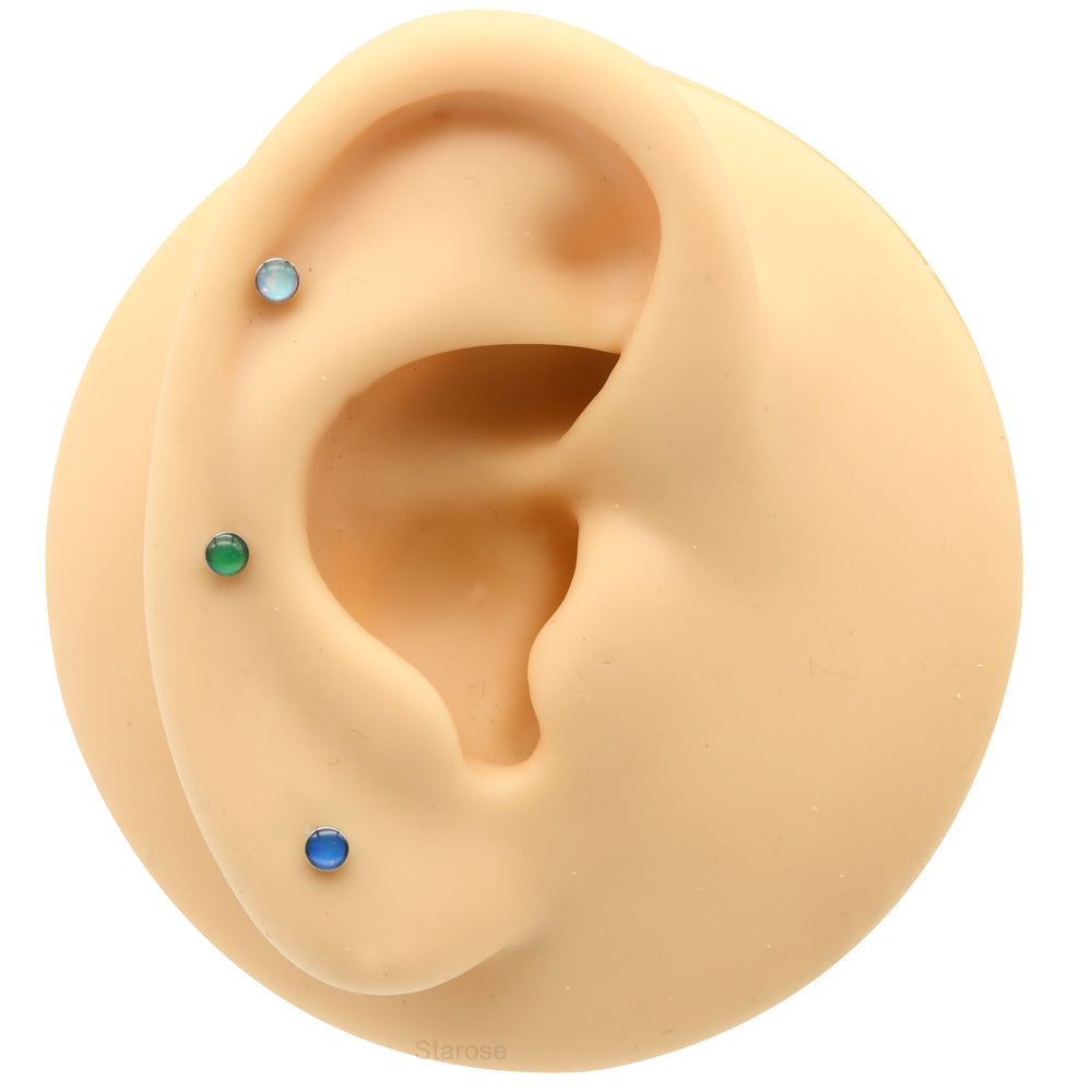 3Pcs Gradient Colors 3mm Artificial Crystal Nose Studs Stainless Steel Twisted Barbell Piercing Labret Helix Earrings