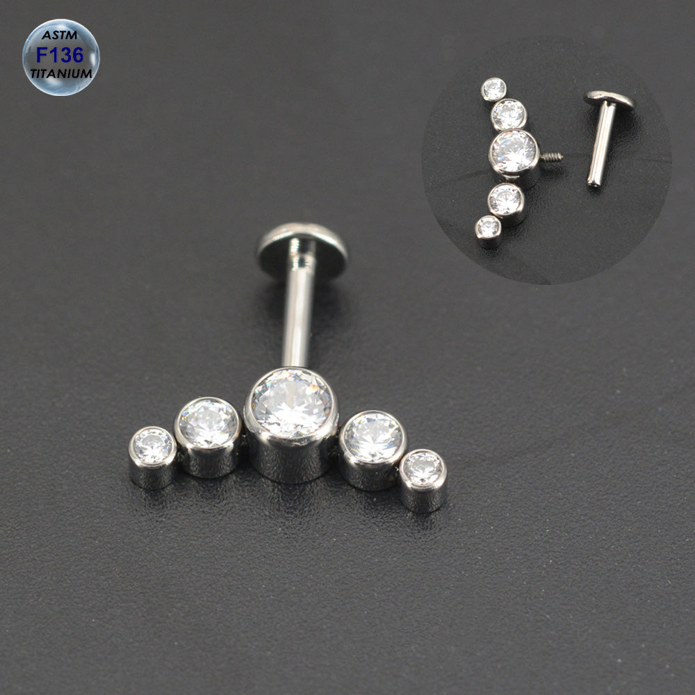 1 Piece ASTM F136 Titanium Vertical Helix Piercing Zircon Ear Piercing Body Jewelry